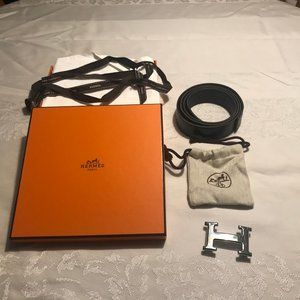 Hermes Constance Reversible Belt Black/Brown